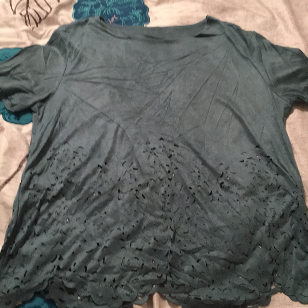 Suede material soft blue shirt‼️